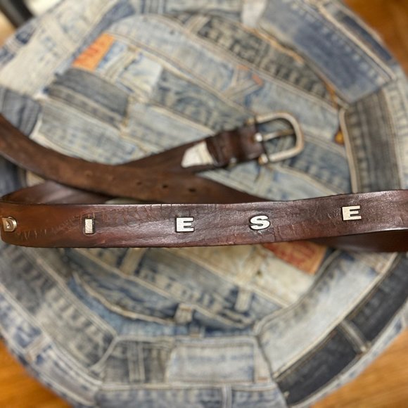 Diesel belt vintage metal letters brown leather - Picture 12 of 12